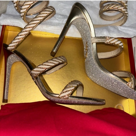 Rene Caovilla gold cleo heels - Picture 2 of 7